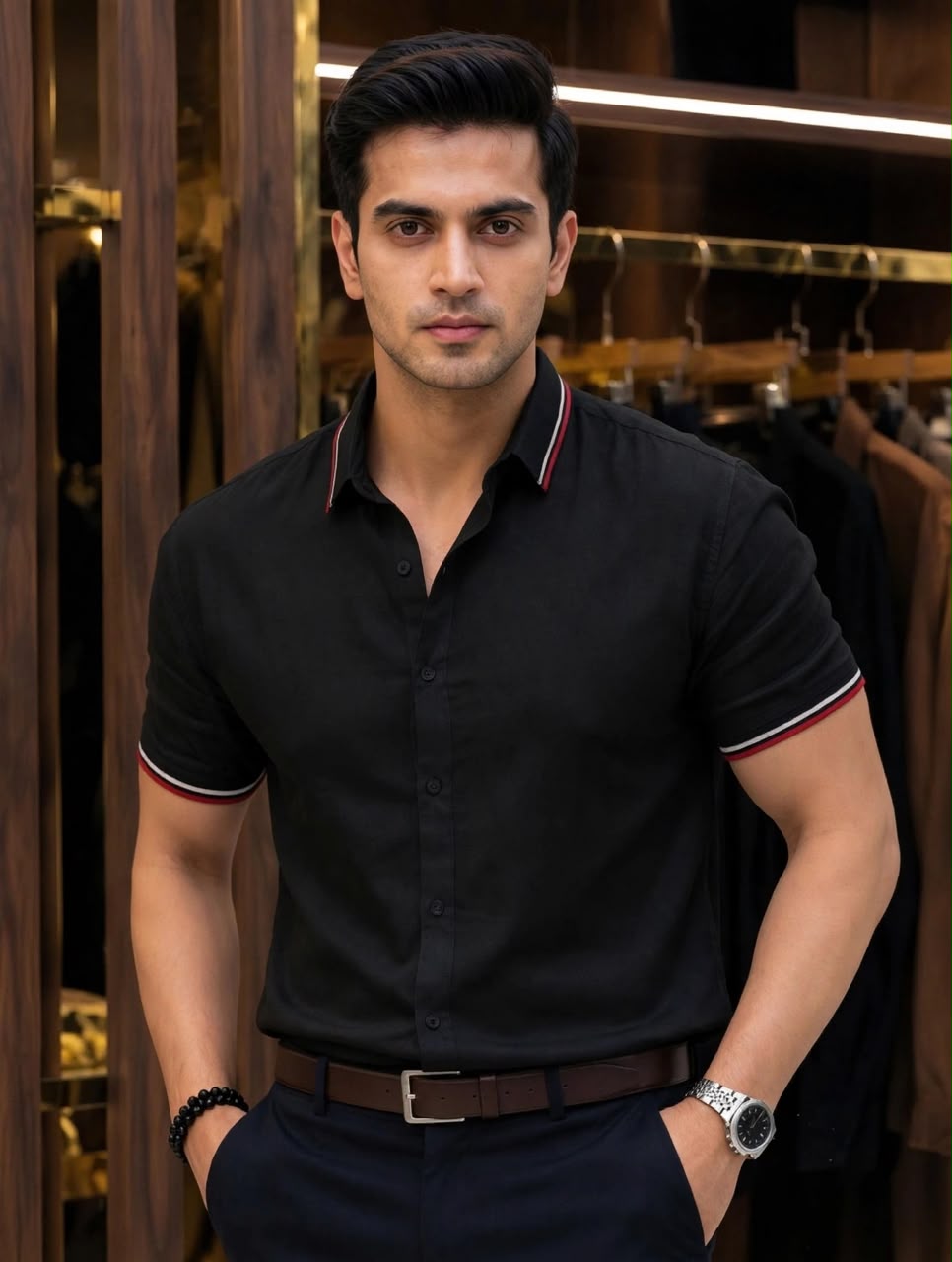 RIB HALF SHIRT